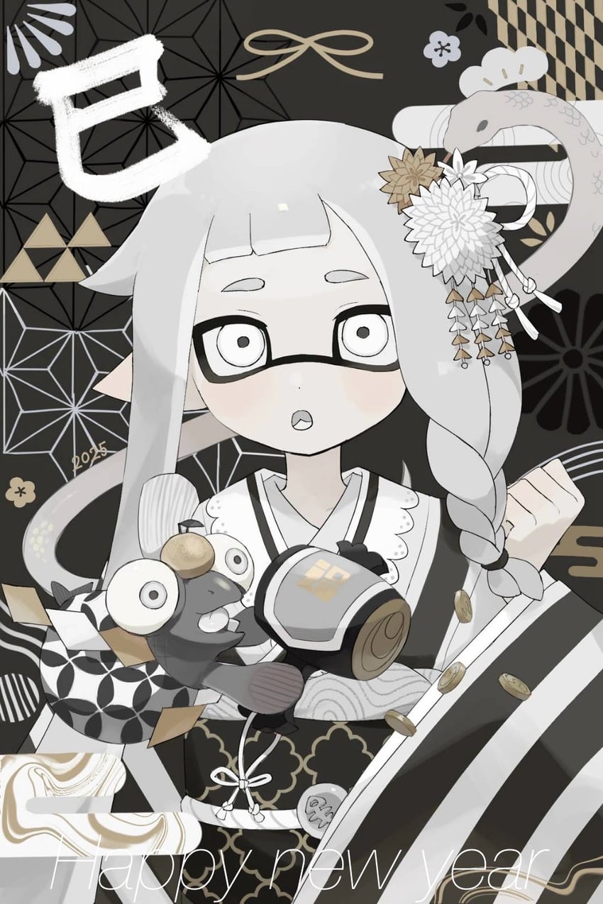 inkling player character, inkling girl, and smallfry (splatoon and 1 more) drawn by o_oh56
