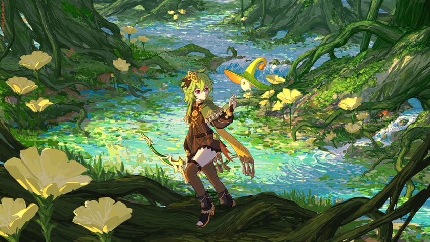 collei and fungi (genshin impact) drawn by yitai_zhi_meng