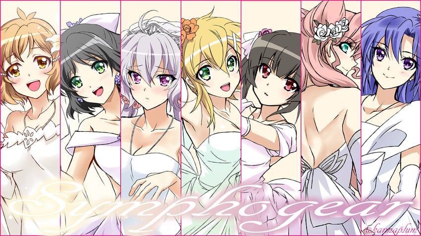 yukine chris, tachibana hibiki, akatsuki kirika, tsukuyomi shirabe, kazanari tsubasa, and 2 more (senki zesshou symphogear) drawn by kanna_(plum)