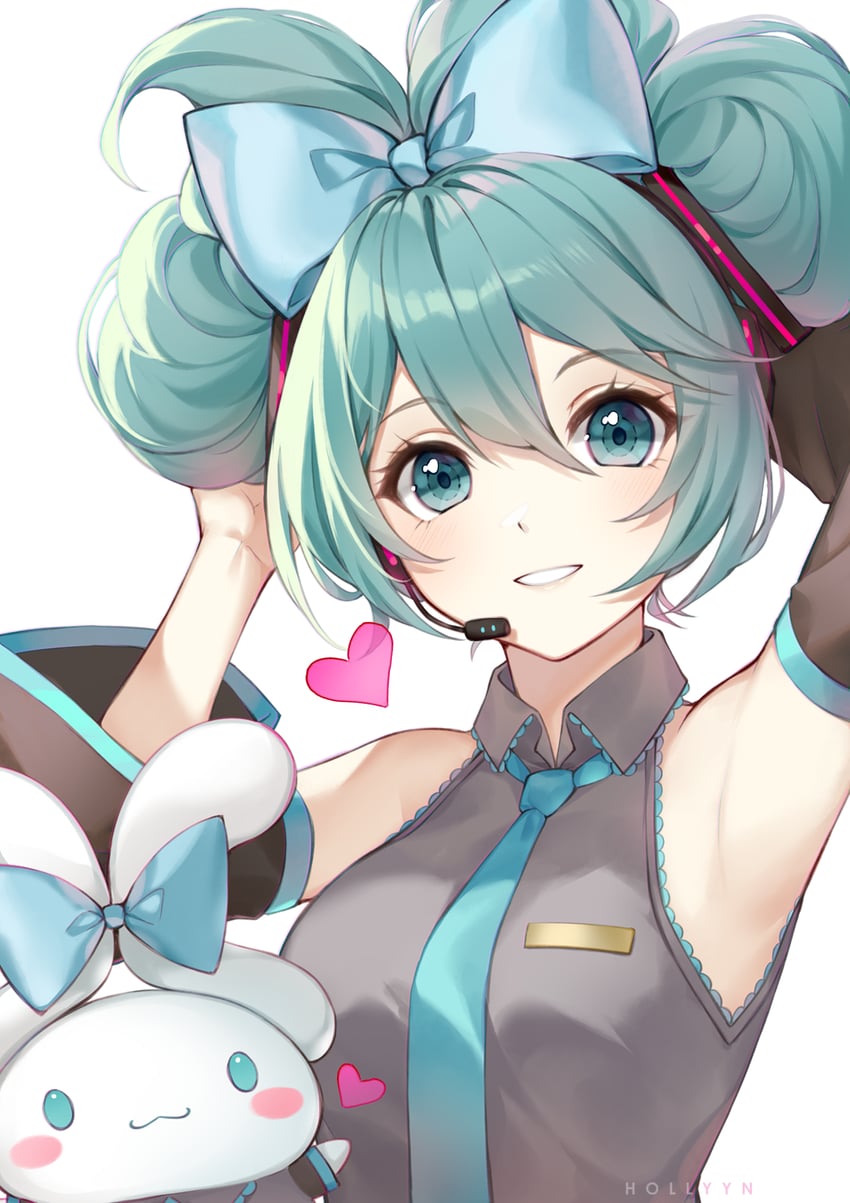 hatsune miku, cinnamoroll, and cinnamiku (vocaloid and 2 more) drawn by hollyyn