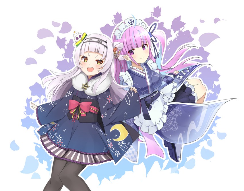 minato aqua and murasaki shion (hololive) drawn by imosato_(imosato555)