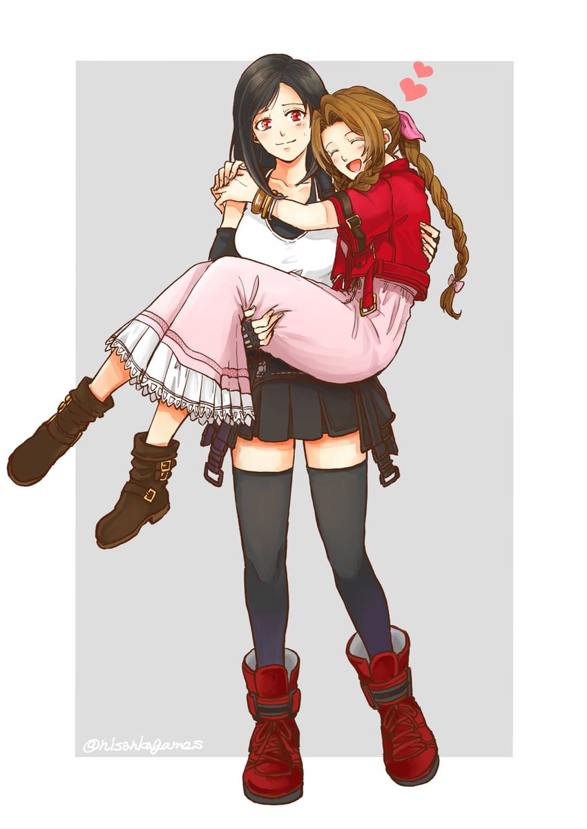 tifa lockhart and aerith gainsborough (final fantasy and 2 more) drawn by nisankagames