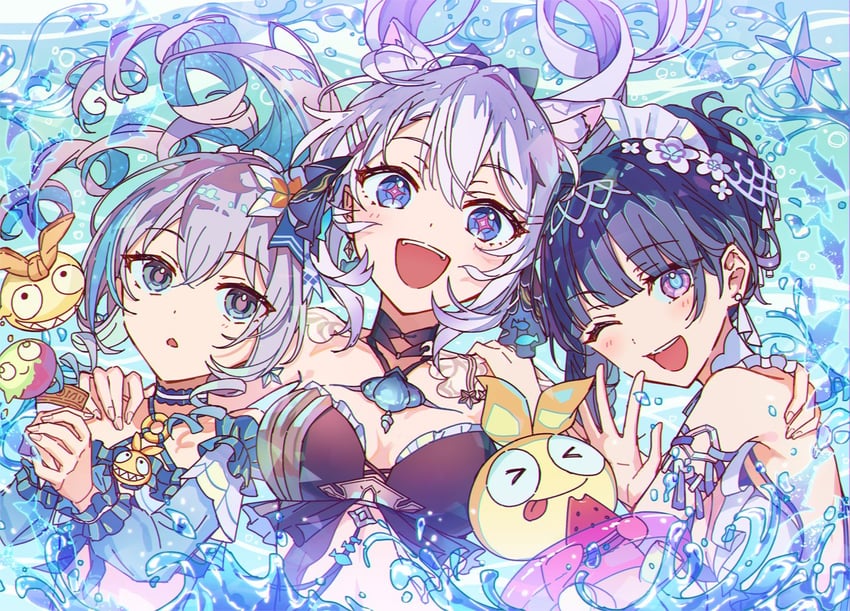 kiana kaslana, raiden mei, bronya zaychik, and homu (honkai and 1 more) drawn by papipiko