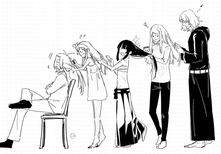 curse maker, bushidou, paladin, bushidou 2, doctor magus, and 5 more (sekaiju no meikyuu) drawn by nikki_kyousuke