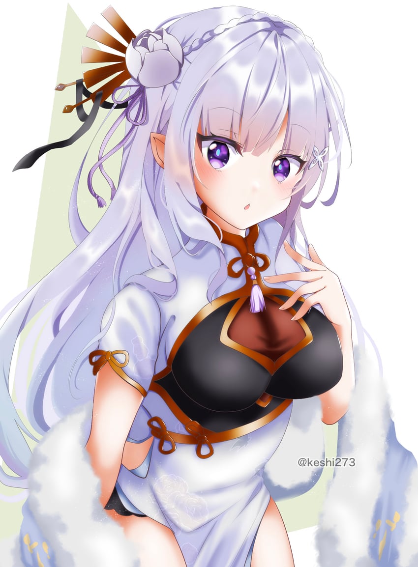 emilia (re:zero kara hajimeru isekai seikatsu) drawn by keshi273