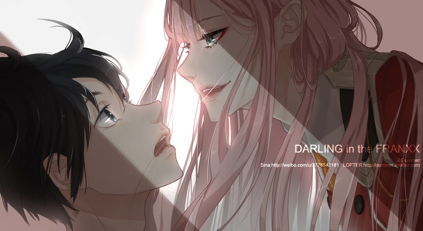 zero two and hiro (darling in the franxx) drawn by oummer_18