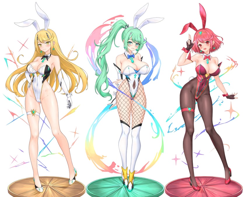 pyra, mythra, and pneuma (xenoblade chronicles and 1 more) drawn by feichu_keju