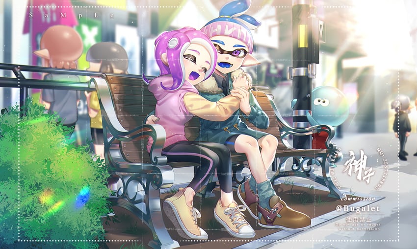inkling player character, octoling player character, octoling girl, inkling boy, and jellyfish (splatoon and 1 more) drawn by jinkoika
