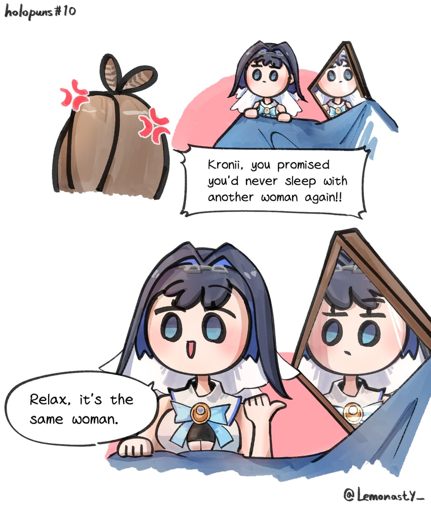 ouro kronii and nanashi mumei (hololive and 1 more) drawn by lemonasty