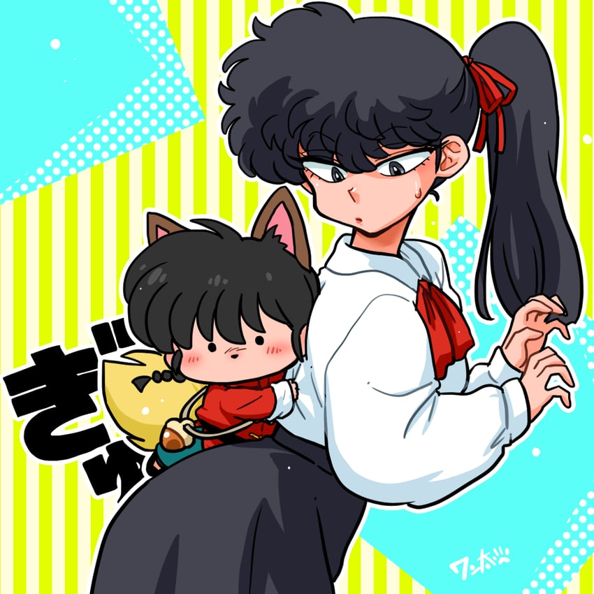 saotome ranma, kunou kodachi, and kitsune (ranma 1/2 and 1 more) drawn by wanta_(futoshi)