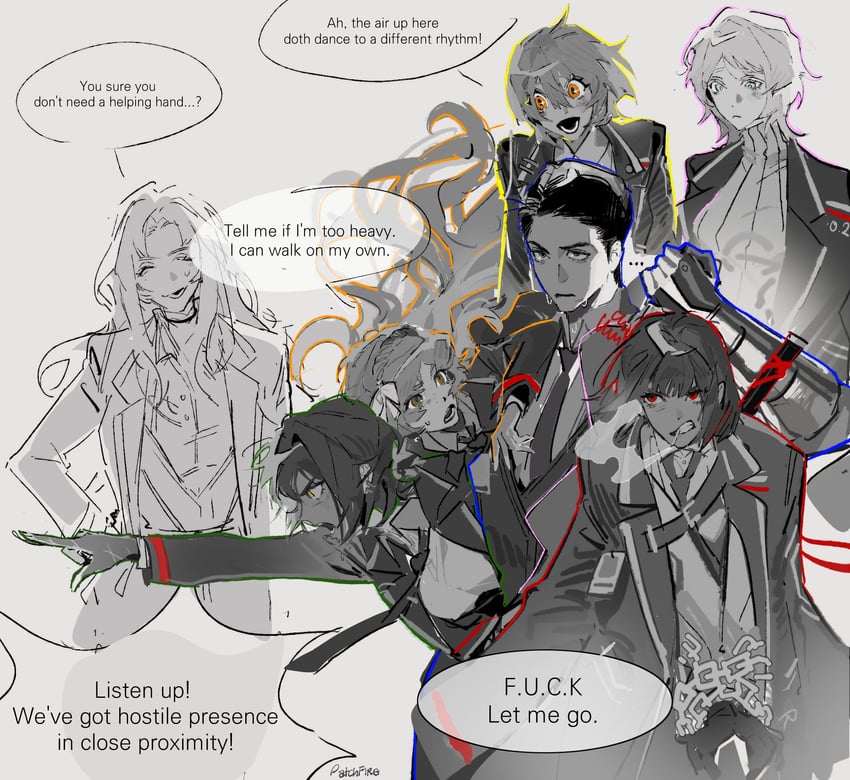 ishmael, don quixote, faust, ryoshu, outis, and 2 more (project moon and 1 more) drawn by patchfire