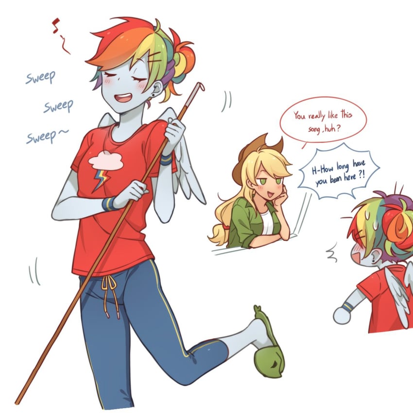 rainbow dash and applejack (my little pony and 2 more) drawn by dcon_34