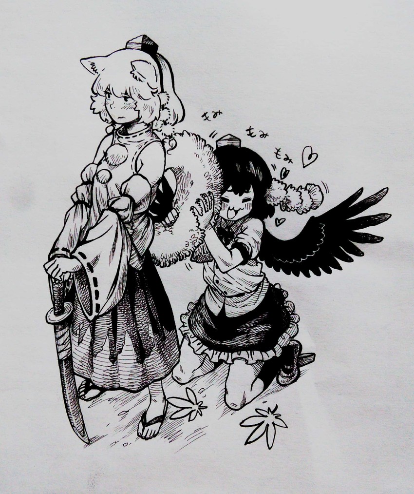 shameimaru aya and inubashiri momiji (touhou) drawn by sendai_(nazonomono)