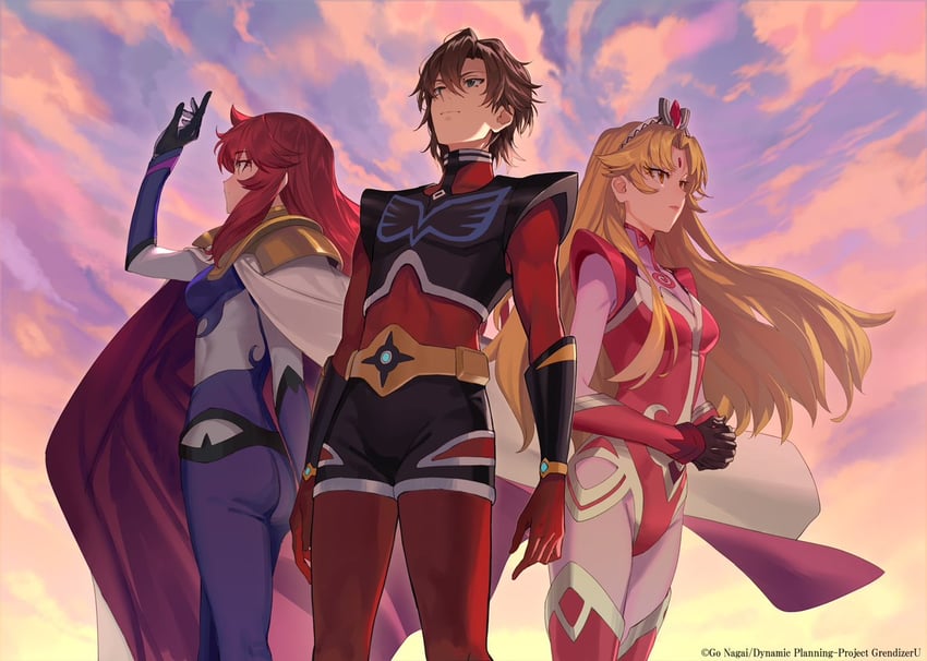 duke fleed, teronna aqua vega, and rubina beryl vega (mazinger and 2 more) drawn by shirabi
