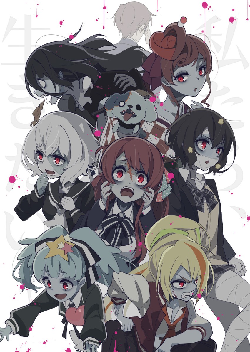 konno junko, minamoto sakura, mizuno ai, nikaidou saki, hoshikawa lily, and 4 more (zombie land saga) drawn by madaragi