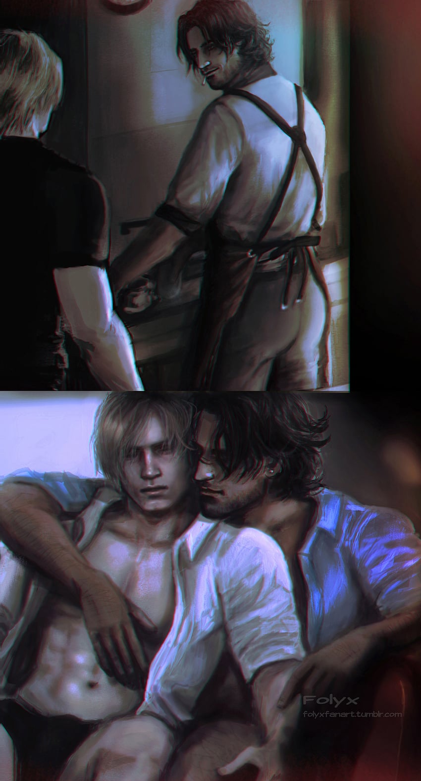 leon s. kennedy and luis sera (resident evil and 1 more) drawn by folyxfanart