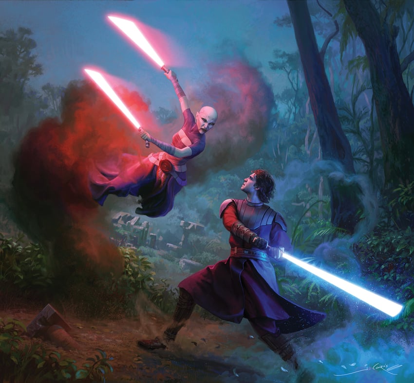 anakin skywalker and asajj ventress (star wars and 2 more) drawn by joshua_cairos