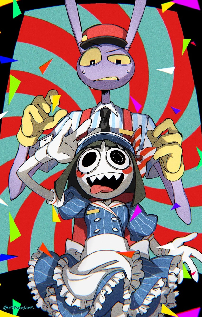 pomni and jax (the amazing digital circus and 1 more) drawn by sonokare