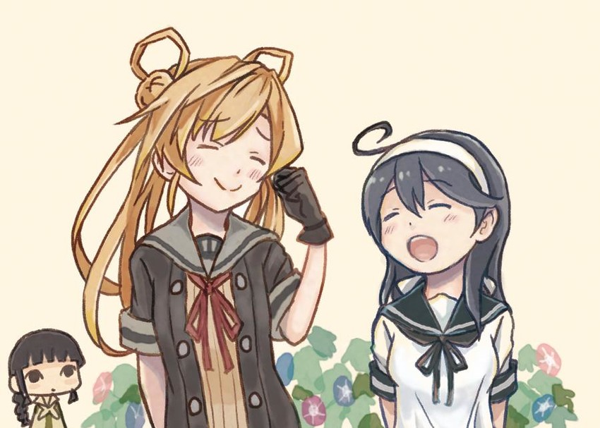 ushio, kitakami, abukuma, kitakami kai ni, abukuma kai ni, and 1 more (kantai collection) drawn by saiguchi_otoufu