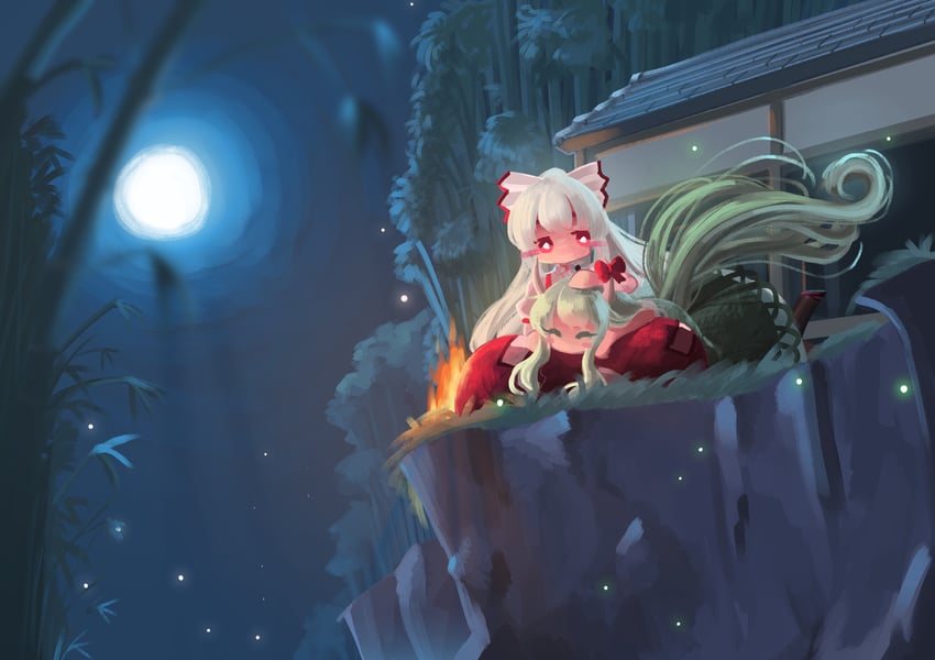 fujiwara no mokou, kamishirasawa keine, and ex-keine (touhou) drawn by sweet_reverie