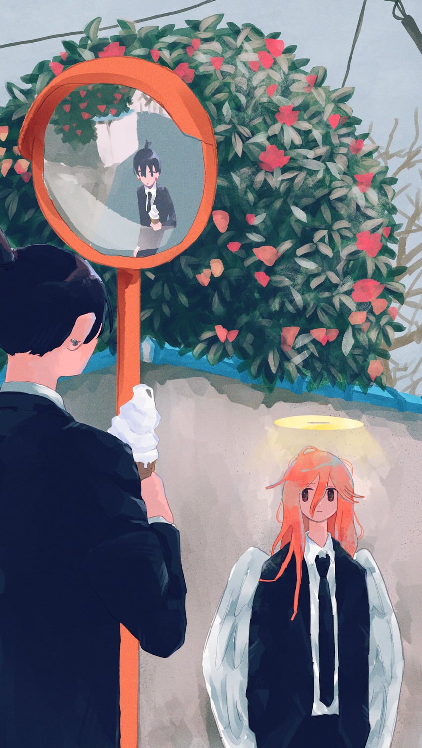 hayakawa aki and angel devil (chainsaw man) drawn by kumanooppo