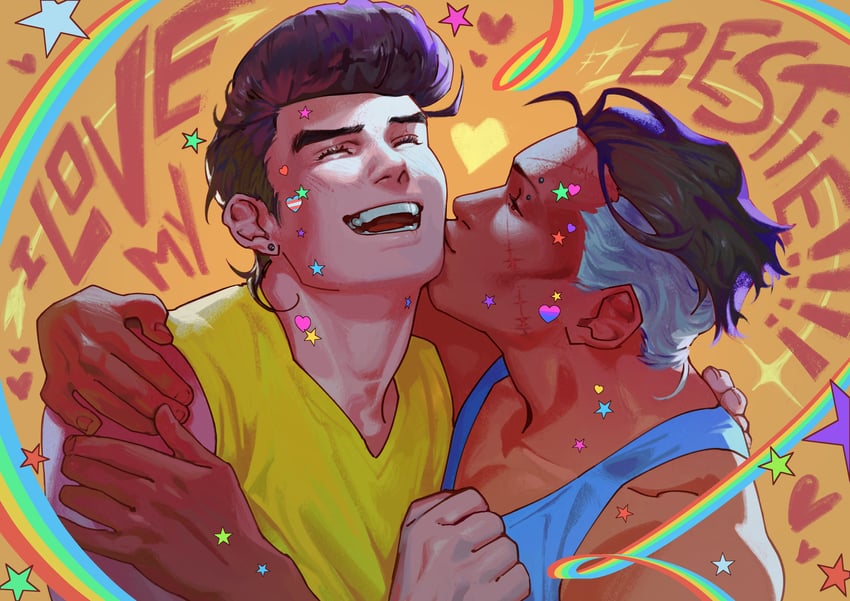 higashikata josuke and nijimura okuyasu (jojo no kimyou na bouken and 1 more) drawn by ex0toxin