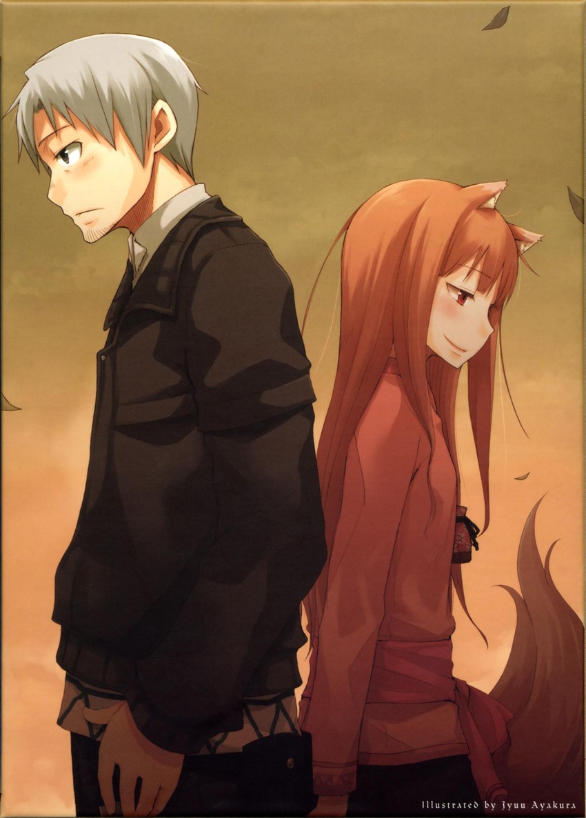 holo and craft lawrence (spice and wolf) drawn by ayakura_juu