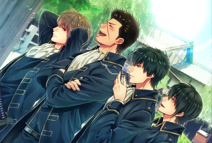 okita sougo, hijikata toushirou, kondou isao, and yamazaki sagaru (gintama) drawn by tataki_katsuo