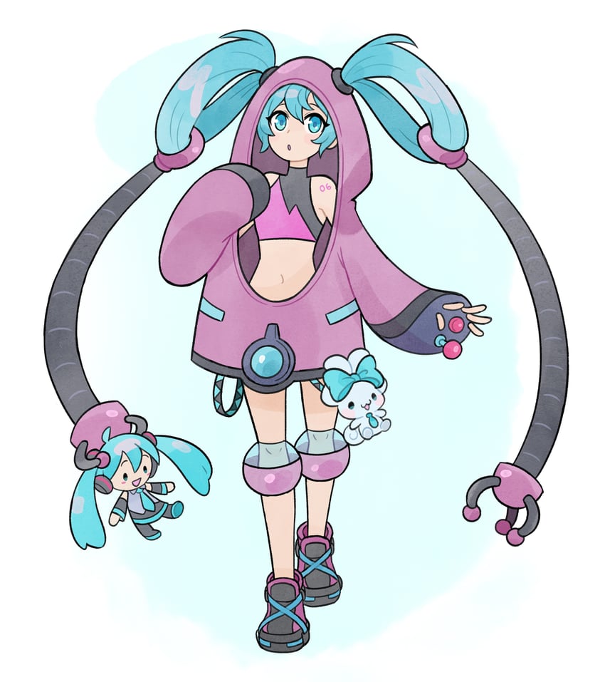 hatsune miku and cinnamoroll (vocaloid and 2 more) drawn by doodlelotl