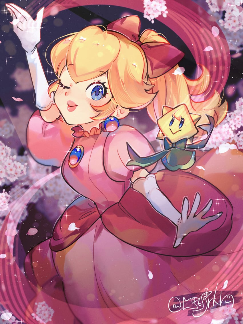 princess peach and stella (mario and 1 more) drawn by hanaon