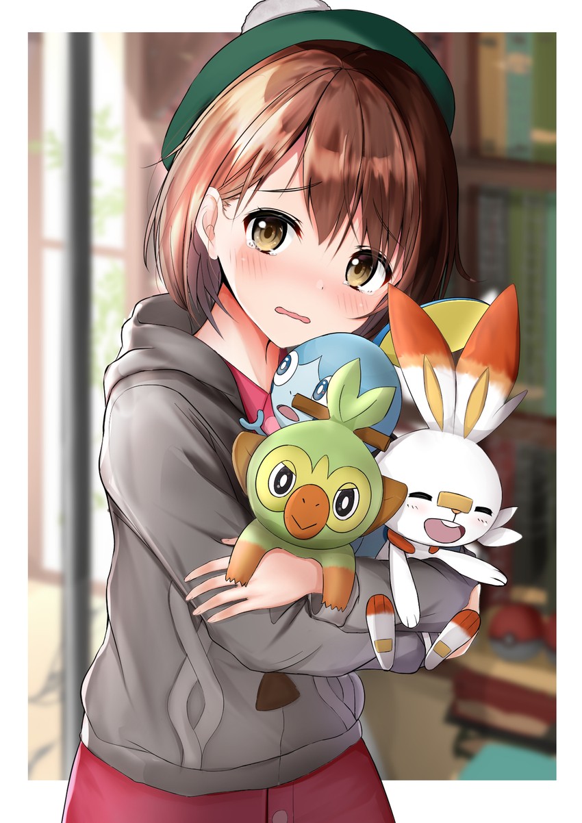 gloria, scorbunny, sobble, and grookey (pokemon and 1 more) drawn by monaka_curl