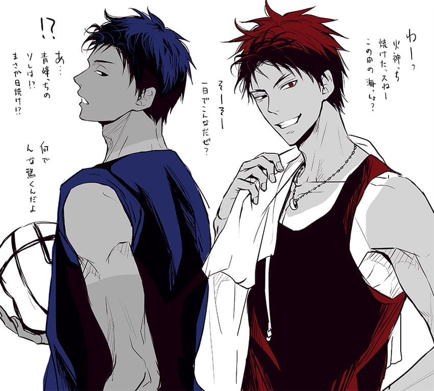 aomine daiki and kagami taiga (kuroko no basuke) drawn by a_jou