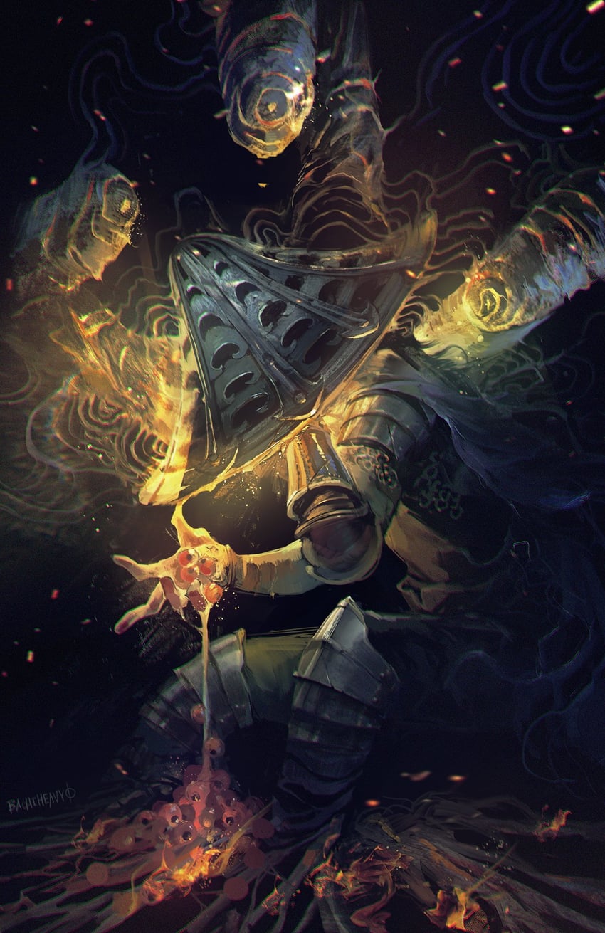 bloody finger hunter yura, three fingers, and shabriri (elden ring) drawn by maddoze
