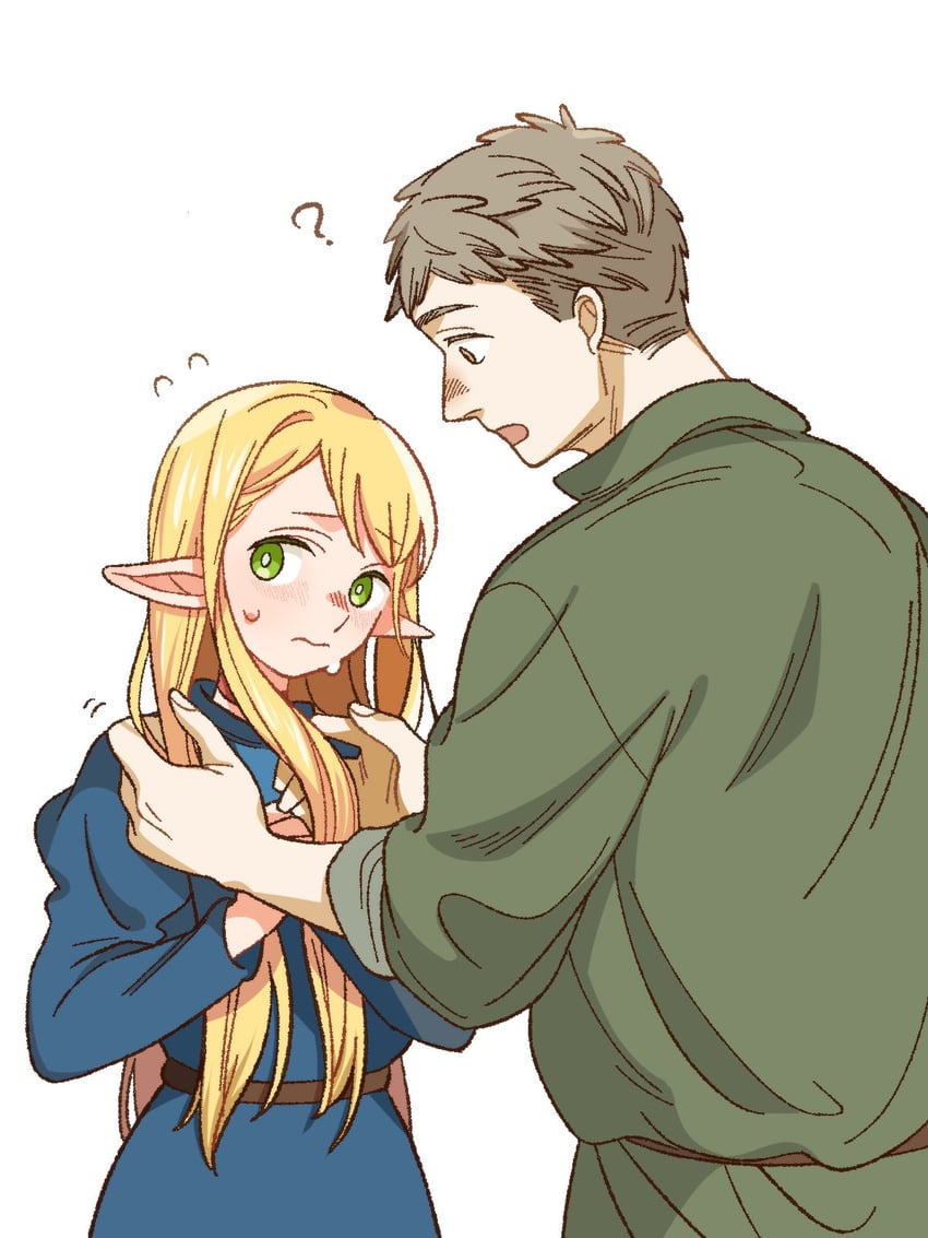 marcille donato and laios touden (dungeon meshi) drawn by yoshitaka_(palooo)