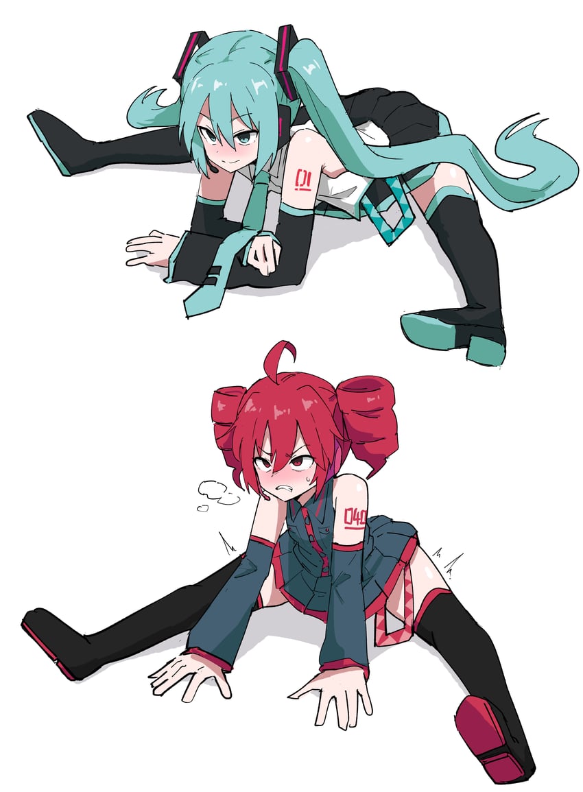 hatsune miku and kasane teto (vocaloid and 1 more) drawn by tenten_(chan4545)