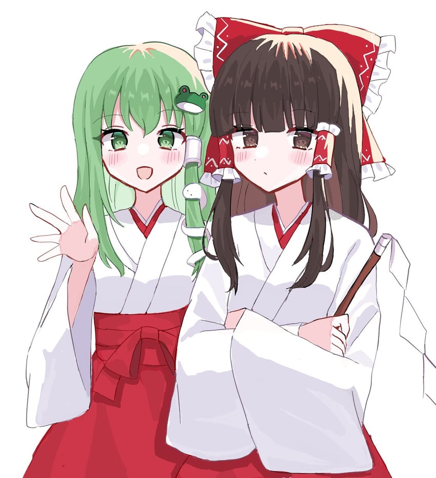 hakurei reimu and kochiya sanae (touhou) drawn by hasegawa_06