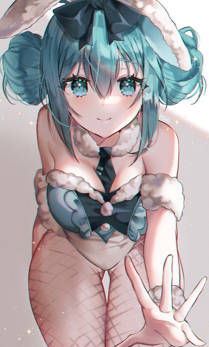hatsune miku and bicute bunnies miku (vocaloid) drawn by poho