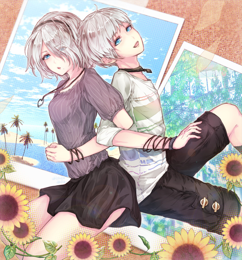 2b and 9s (nier and 1 more) drawn by akira_(aky-la)
