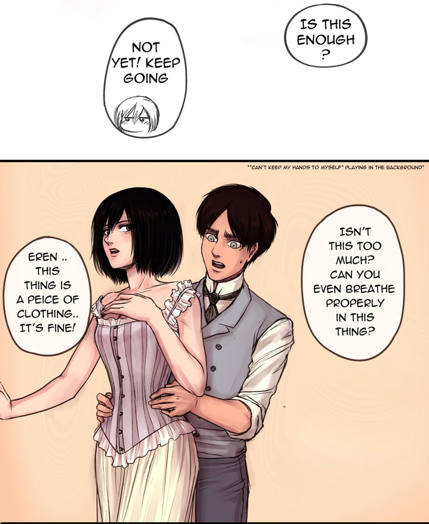 mikasa ackerman and eren yeager (shingeki no kyojin) drawn by daydream24-7
