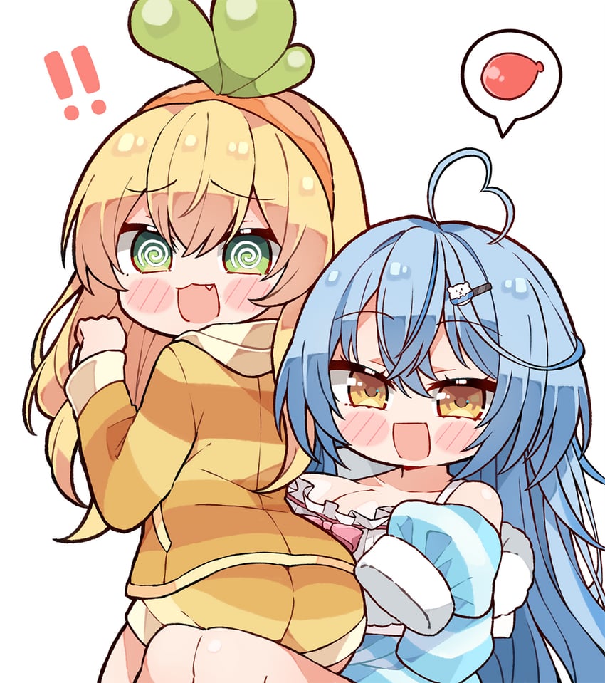 yukihana lamy, momosuzu nene, and daifuku (hololive) drawn by kukie-nyan