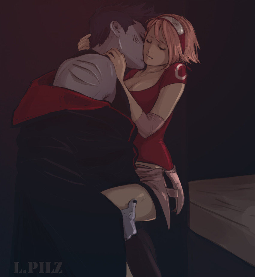 haruno sakura and hoshigaki kisame (naruto and 1 more) drawn by lpilz