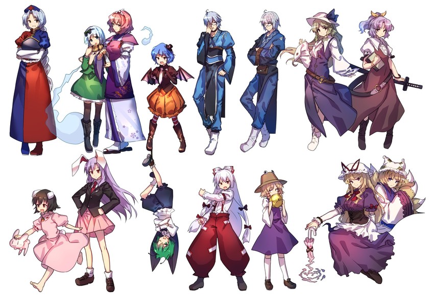 remilia scarlet, konpaku youmu, yakumo yukari, reisen udongein inaba, fujiwara no mokou, and 10 more (touhou and 2 more) drawn by u_u_zan