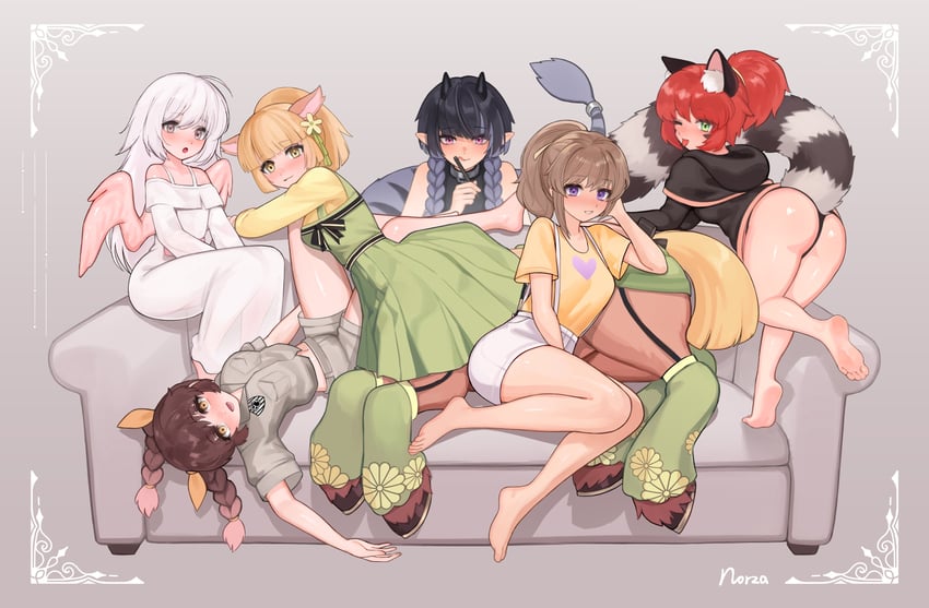 fawn, mercer, princess honeydew, and solace (original) drawn by norza