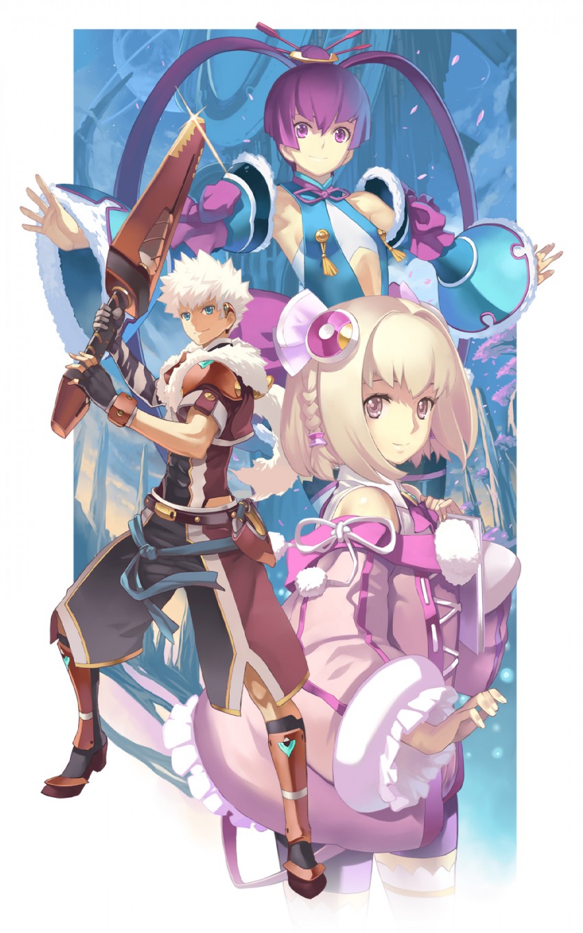saki, finnel, and aoto (ar tonelico and 1 more) drawn by nagi_ryou