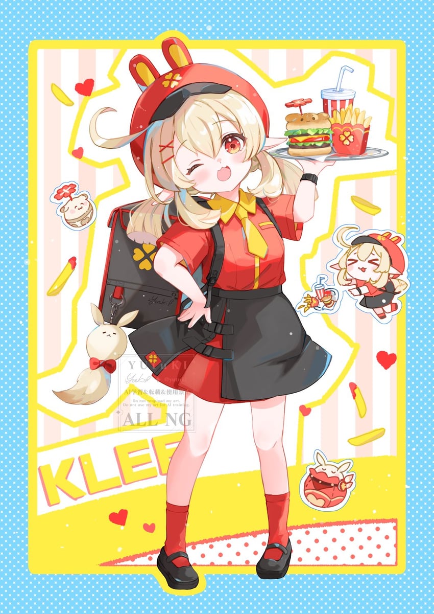 klee, dodoco, and jumpy dumpty (genshin impact) drawn by yutukicom