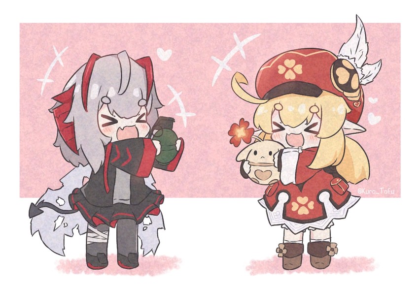 klee, w, and jumpy dumpty (genshin impact and 1 more) drawn by kurotofu