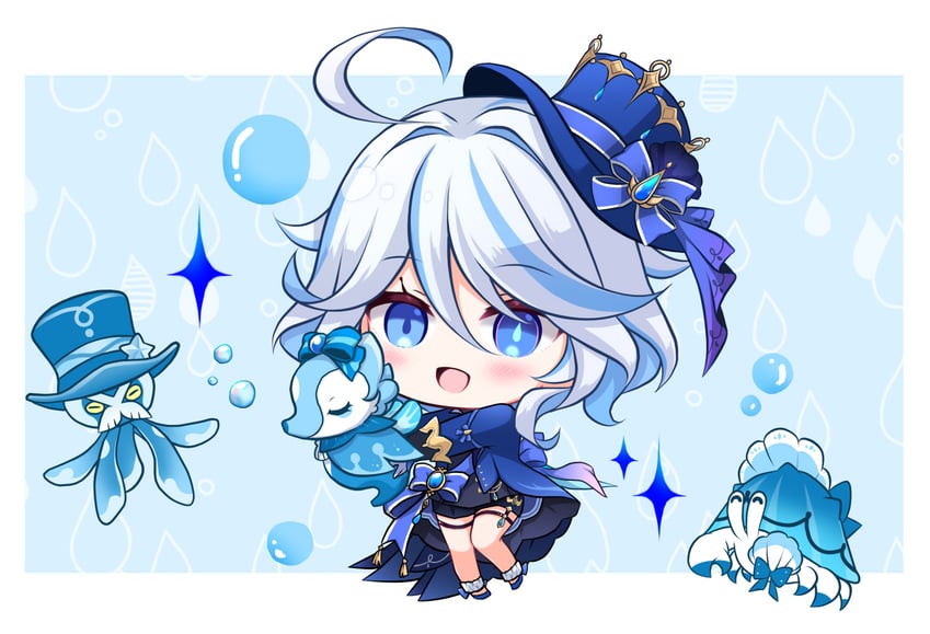 furina, surintendante chevalmarin, gentilhomme usher, and mademoiselle crabaletta (genshin impact and 1 more) drawn by kashiwadokoro