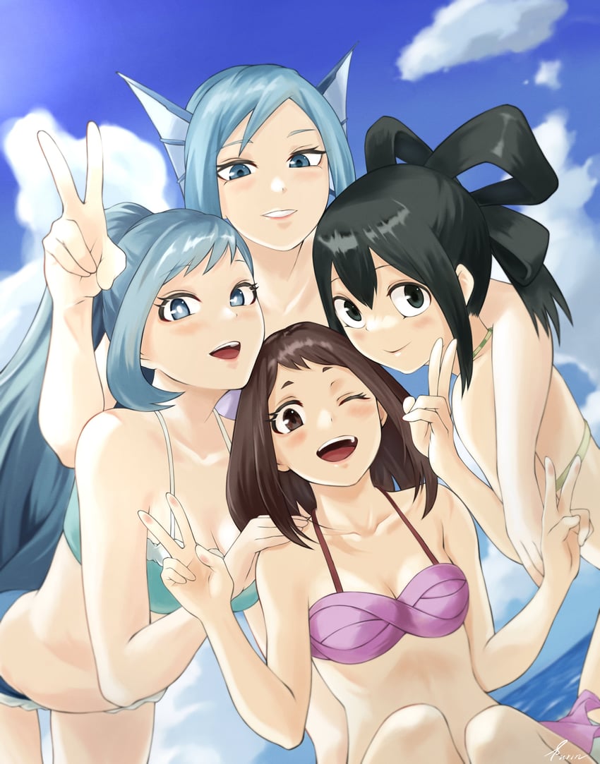 uraraka ochaco, asui tsuyu, hado nejire, and sirius (boku no hero academia) drawn by fengling_(furin-jp)