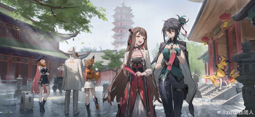 qianqiu, group leader, longjing, shixi, mingshuang, and 1 more (xinyue tongxing) drawn by zizizi_zibiren