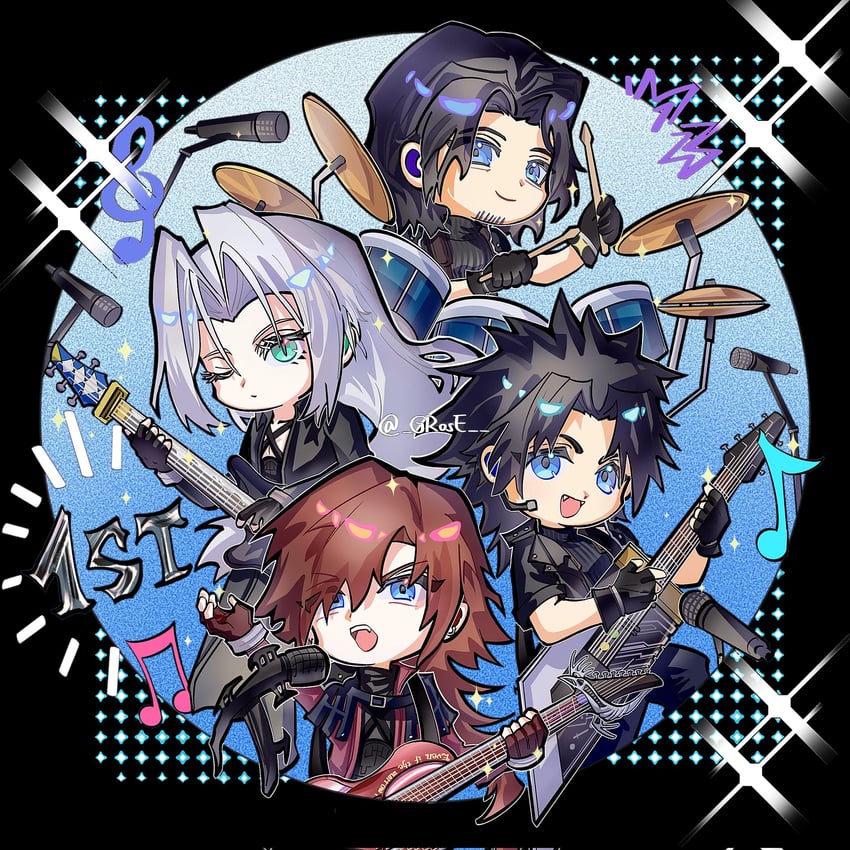 sephiroth, zack fair, genesis rhapsodos, and angeal hewley (final fantasy and 3 more) drawn by grose